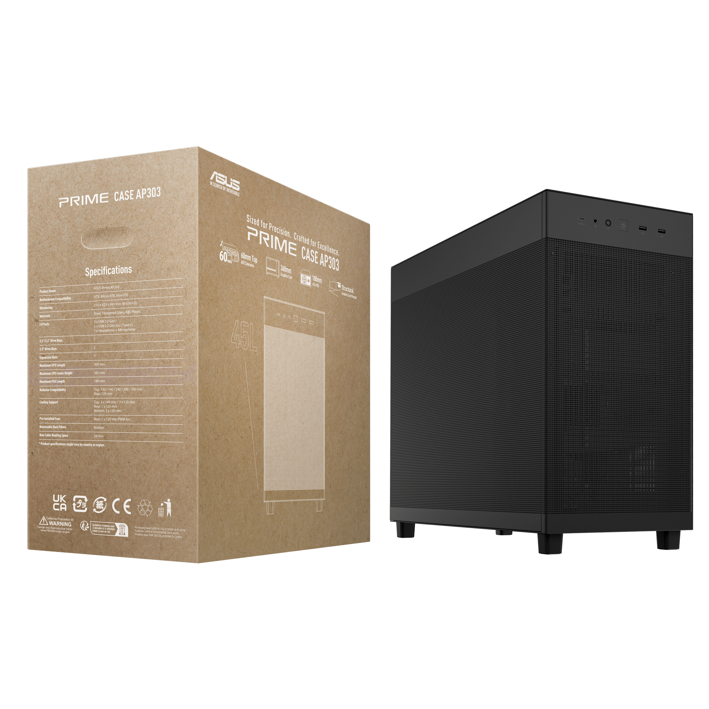 ASUS Prime Ap303 Mesh Black - Midi/Minitower - ATX, Ansicht 3