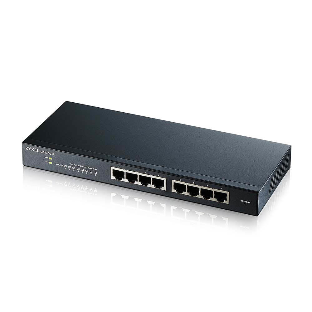 ZyXEL GS1900-8 - Managed - L2 - Gigabit Ethernet (10/100/1000) - Vollduplex - Rack-Einbau, Ansicht 2