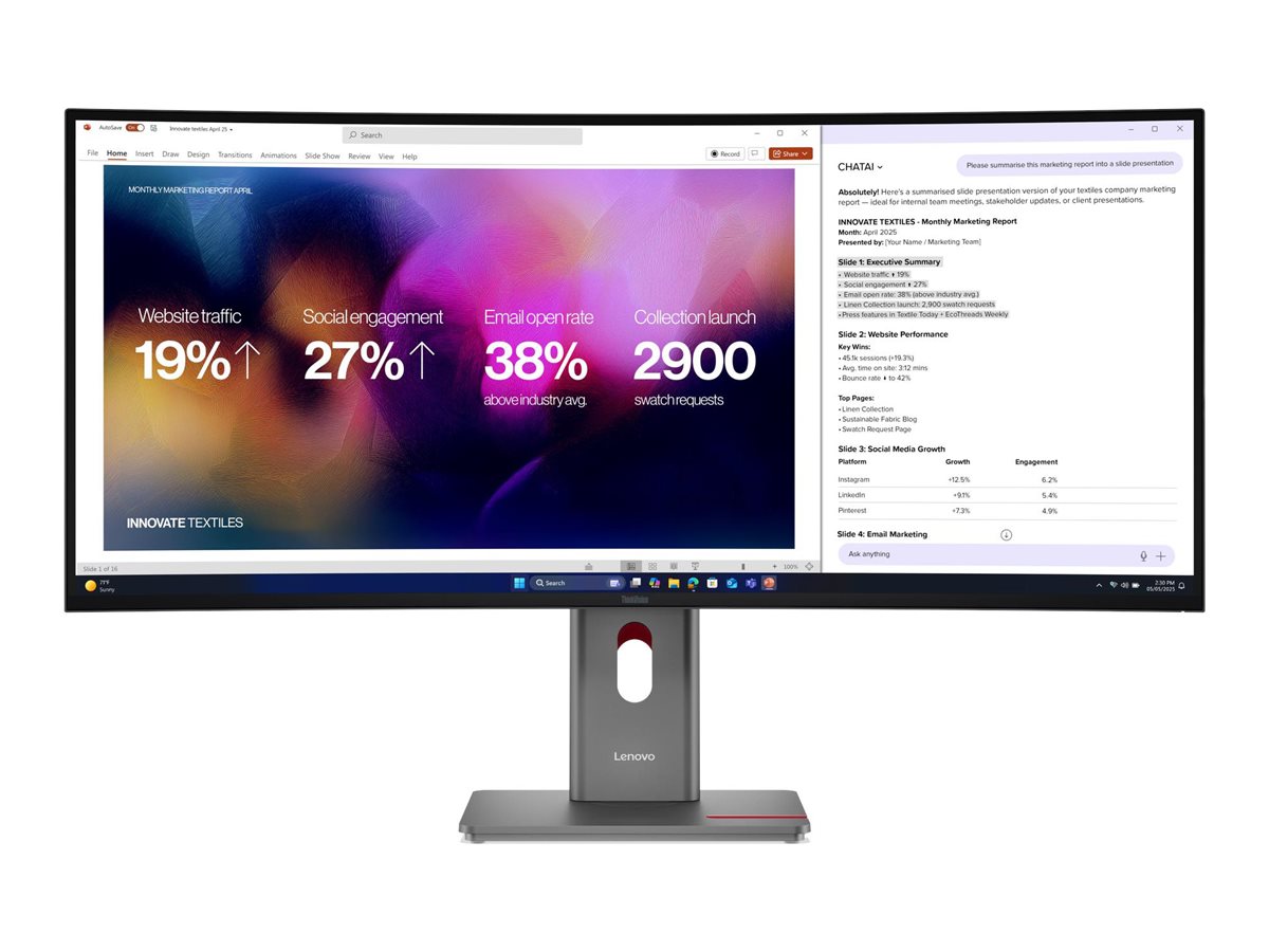 Lenovo ThinkVision P40WD-40 - LED-Monitor - gebogen - 101.6 cm (40")