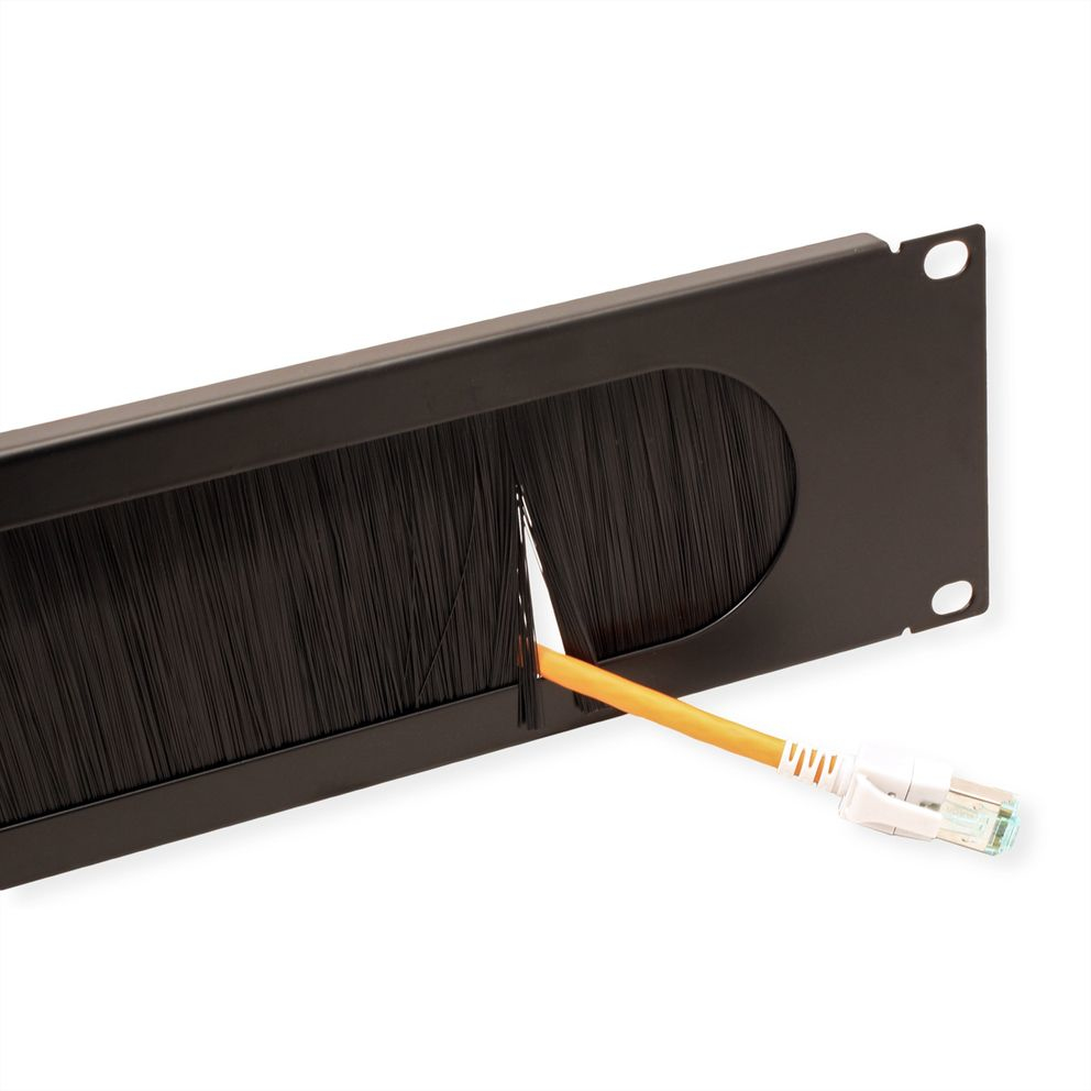VALUE Rack-Blende mit Bürste für Kabeldurchführung - RAL 9005 - 2U - 25.4/48.3 cm (10/19), Ansicht 3