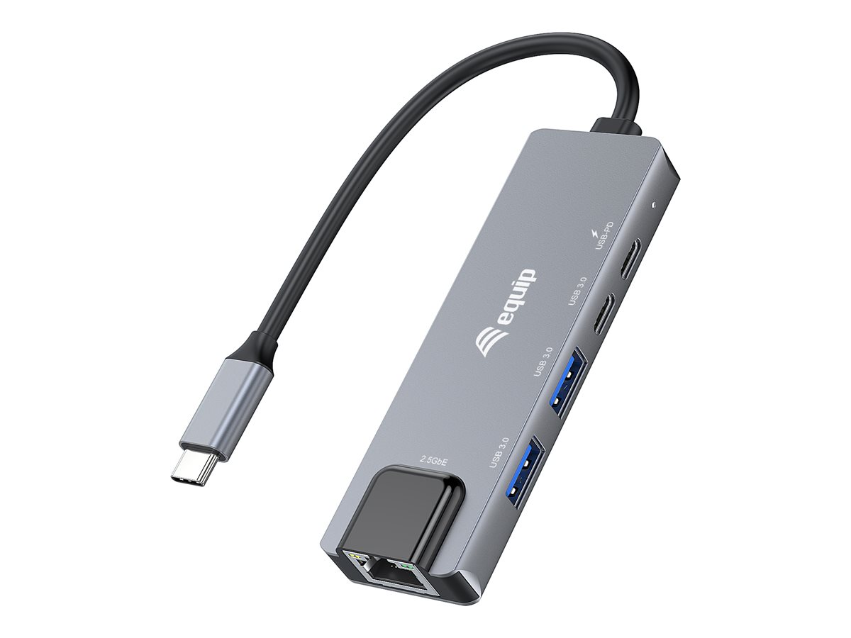 Equip Hub - 5 in 1 multifunctional adapter, 100 W USB PD, expansion - 2 x USB 3.2 Gen1 + 1 x USB-C 3.2 Gen 1 + 1 x USB-C (Spannungsversorgung)