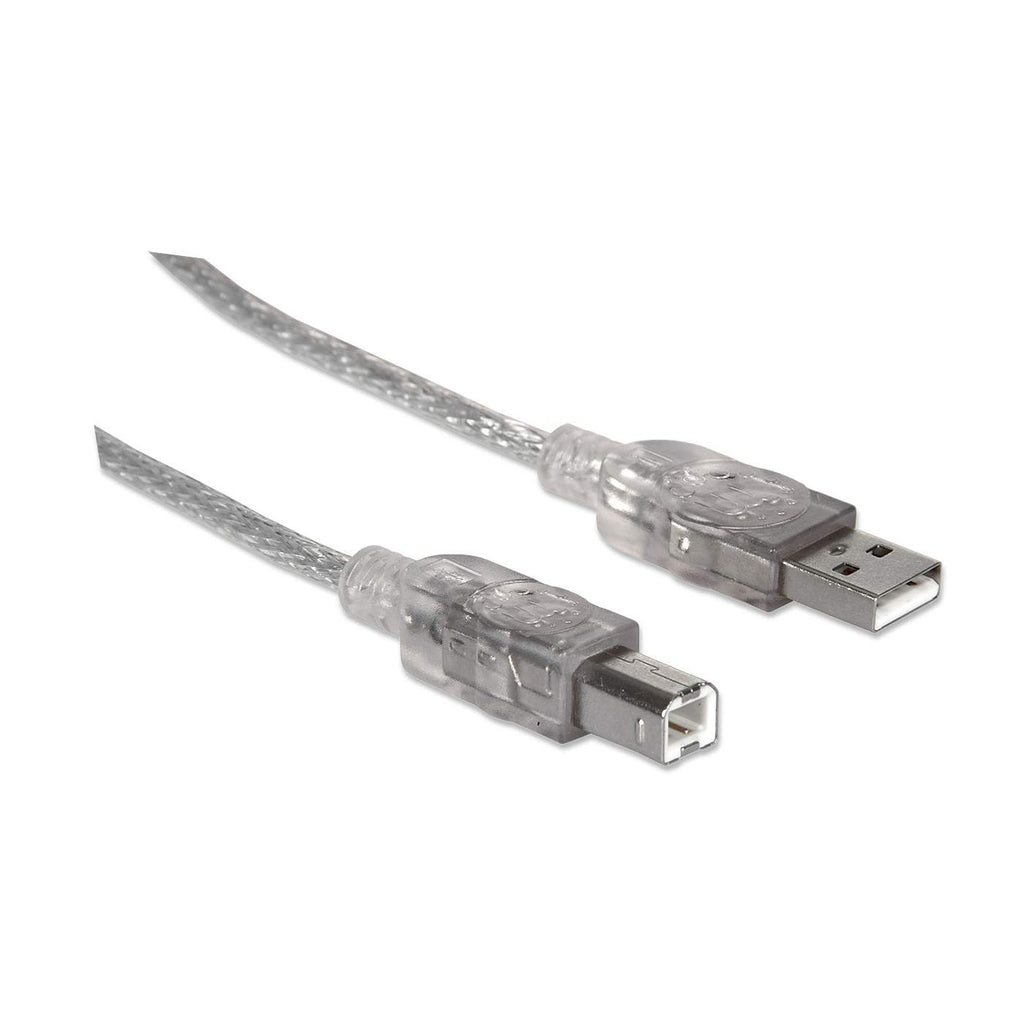 Manhattan USB-A to USB-B Cable, 5m, Male to Male, Translucent Silver, 480 Mbps (USB 2.0), Ansicht 4