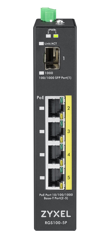 ZyXEL RGS100-5P - Switch - unmanaged - 4 x 10/100/1000 (PoE+), Ansicht 4