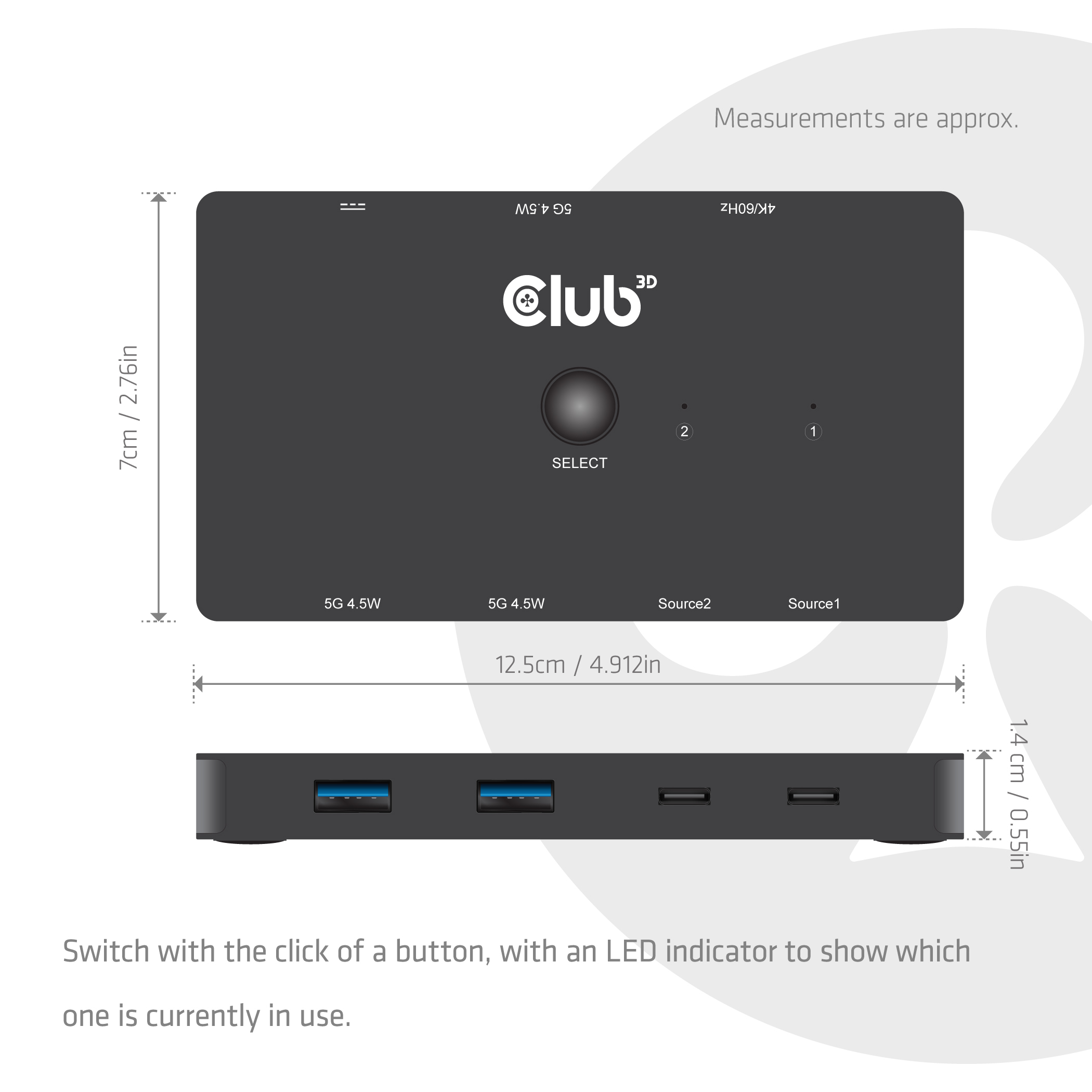 Club 3D Kvm Switch Dual Usb type C to HDMI 4K 60Hz, Ansicht 4