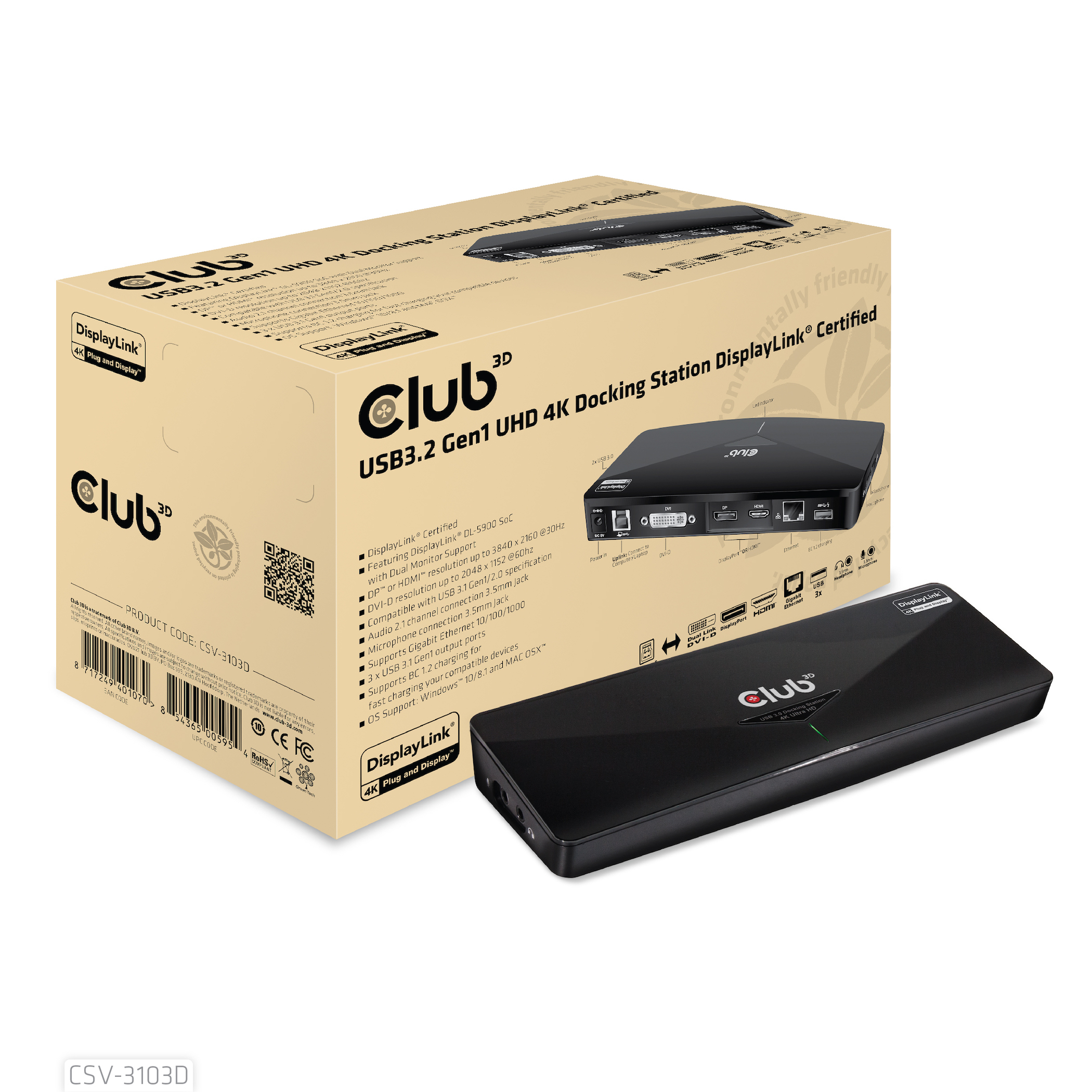 Club 3D SenseVision USB 3.0 4K Docking Station, Ansicht 2