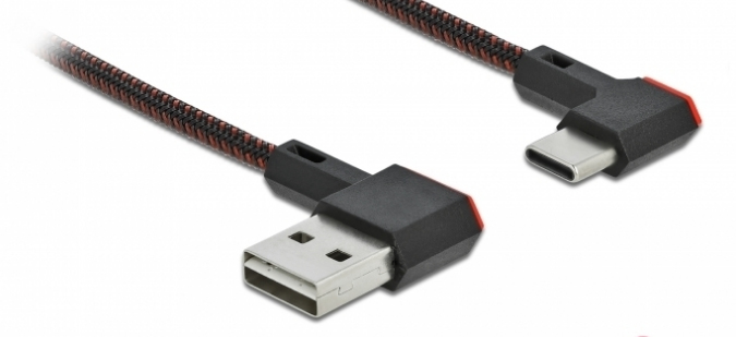 Delock EASY-USB 2.0 Kabel Typ-A Stecker zu USB Type-C™ Stecker gewinkelt links / rechts 2 m schwarz, 2 m, USB A, USB C, USB 2.0, Schwarz