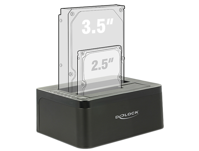 Delock Dual Docking Station SATA HDD > USB 3.0 with Clone Function - Speicher-Controller mit One-Touch-Klonen - 2.5, Ansicht 4