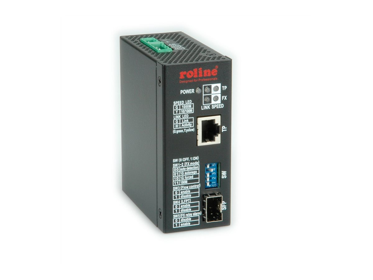 ROLINE Industrie Konverter - Medienkonverter - GigE - 10Base-T, 100Base-TX, 1000Base-T, 1000Base-X, 100Base-X - RJ-45, Ansicht 3