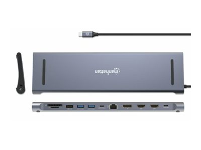 Manhattan Dockingstation 12-in-1 4K 1xHDMI 2xDP 3xUSB-A, Ansicht 3
