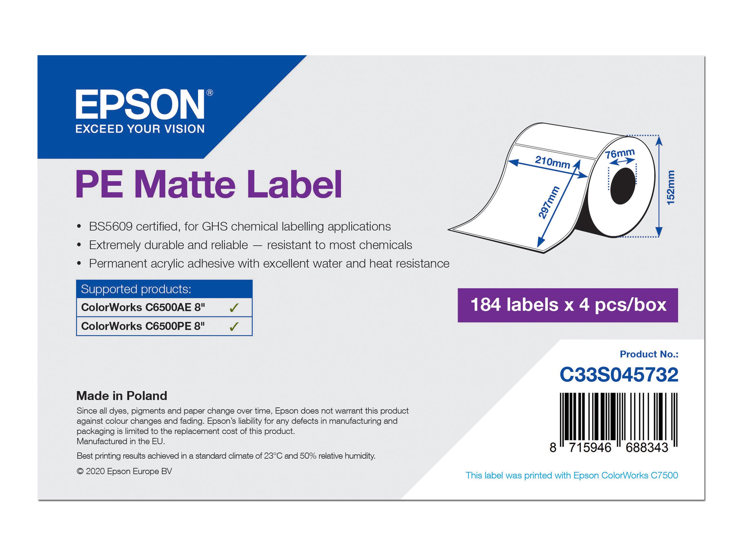 Epson Etikettenrolle Kunststoff 210x297mm (C33S045732)