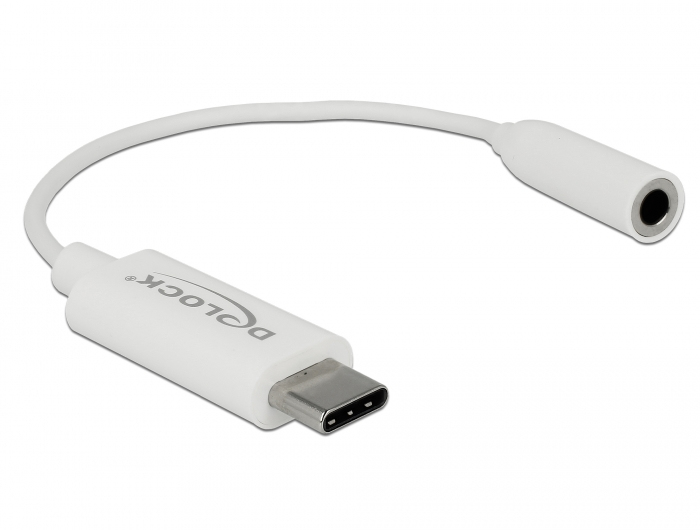 Delock 65925, Weiß, 3.5mm, USB C, 0,14 m, Männlich, Weiblich