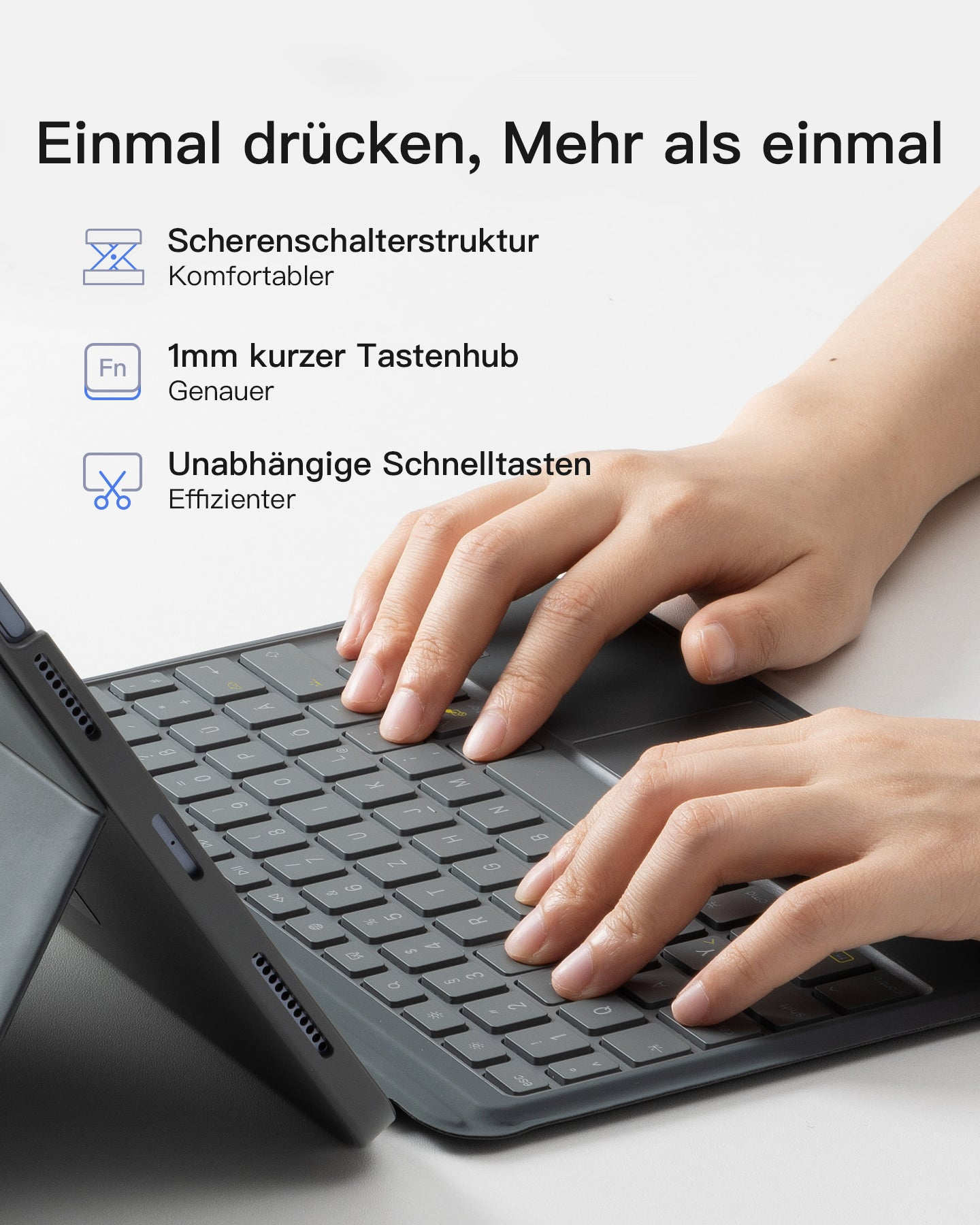Inateck Keyboard iPad 11 gray 10th Gen. Compatible - TL: Deutsch, QWERTZ, Ansicht 4