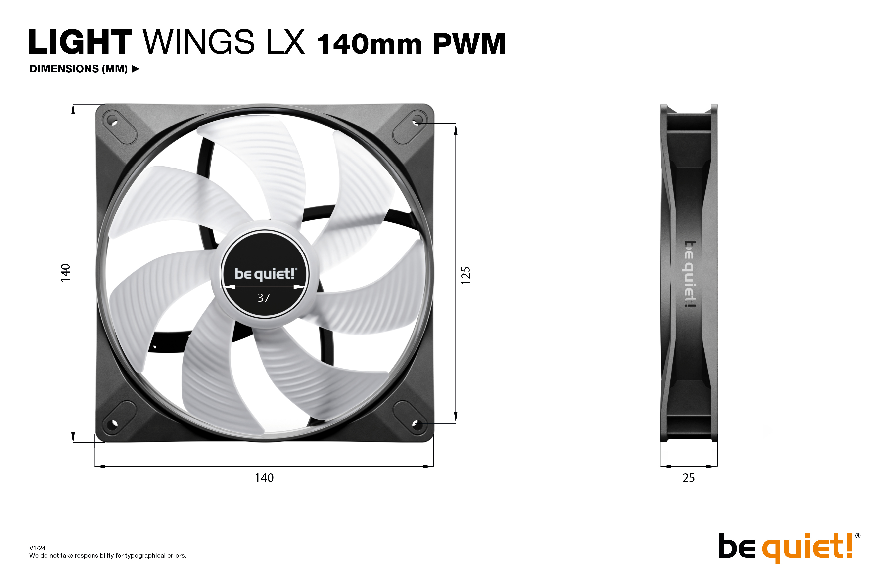 Be Quiet! Light Wings LX PWM 140 mm schwarz, Ansicht 2