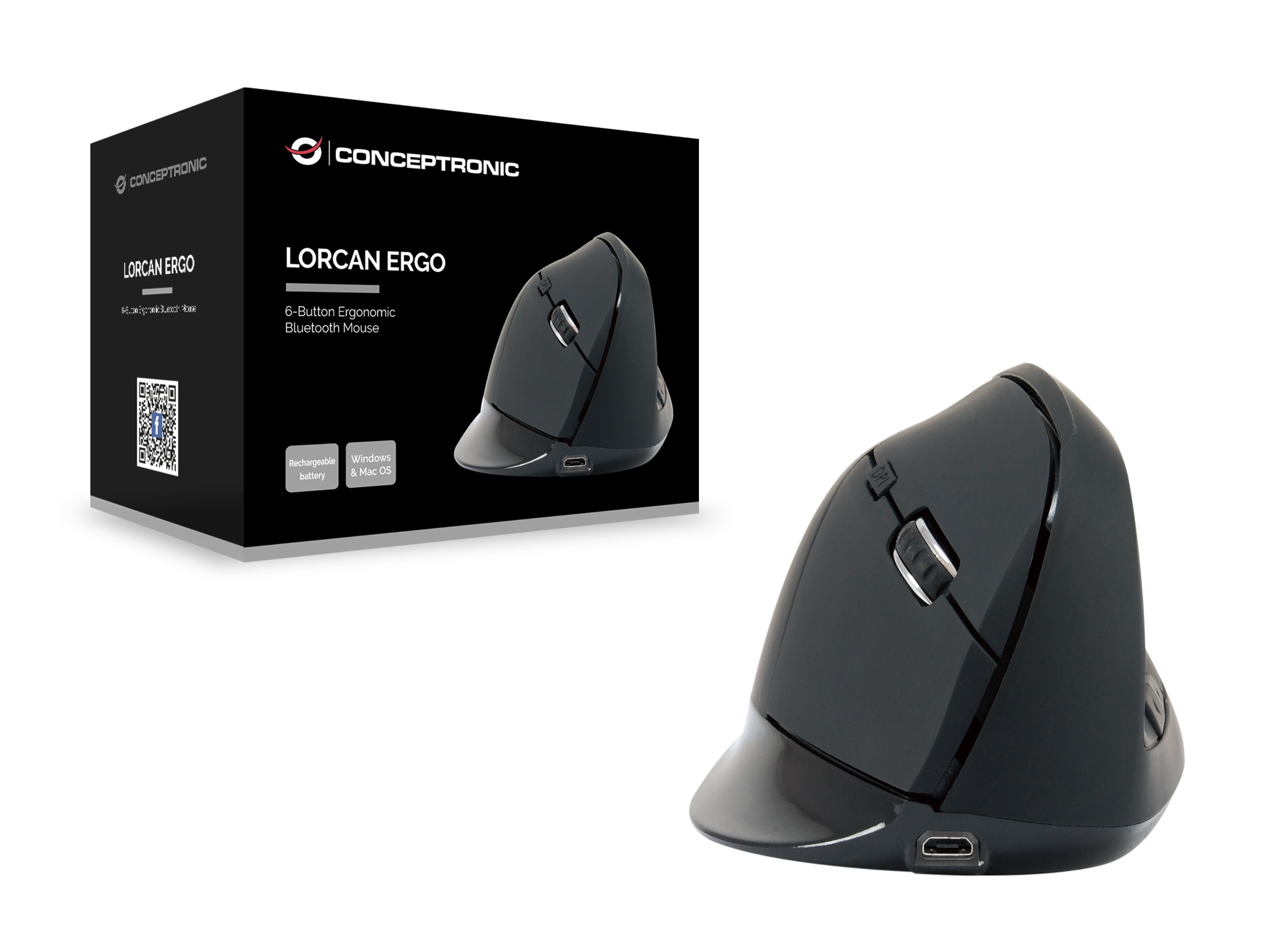 Conceptronic LORCAN03B ERGO - Vertikale Maus, Ansicht 2