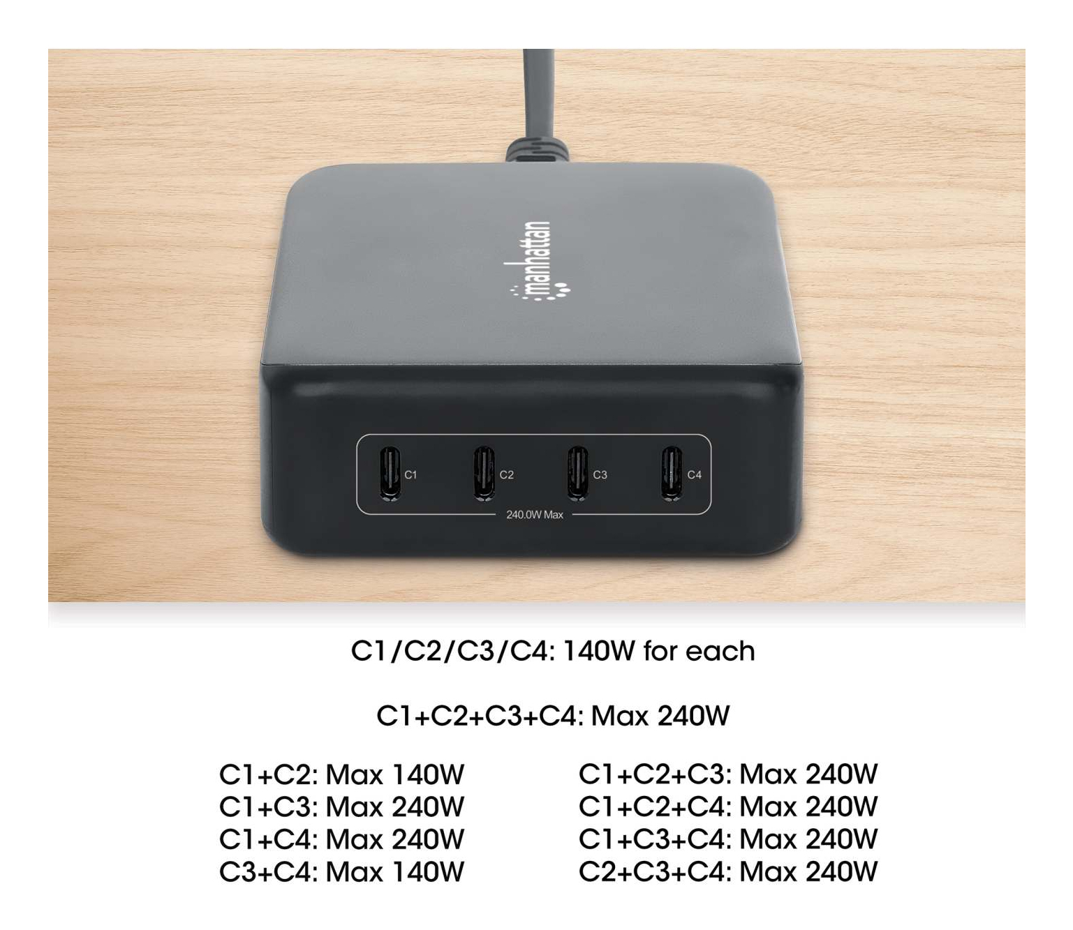 Manhattan 4-Port GaN USB Power Delivery-Ladestation 240W, Ansicht 4