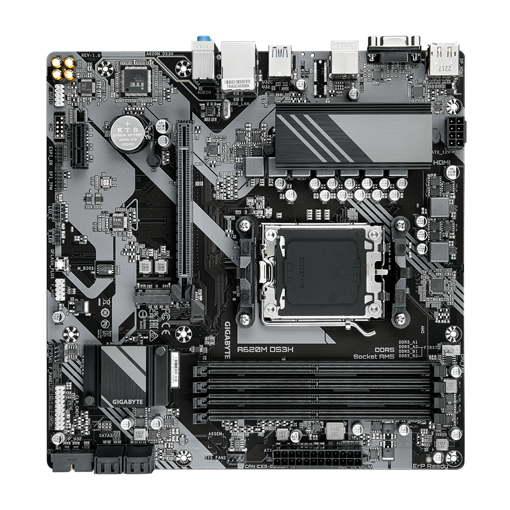 Gigabyte A620M DS3H - 1.0 - Motherboard - micro ATX - Socket AM5 - AMD A620 Chipsatz, Ansicht 2