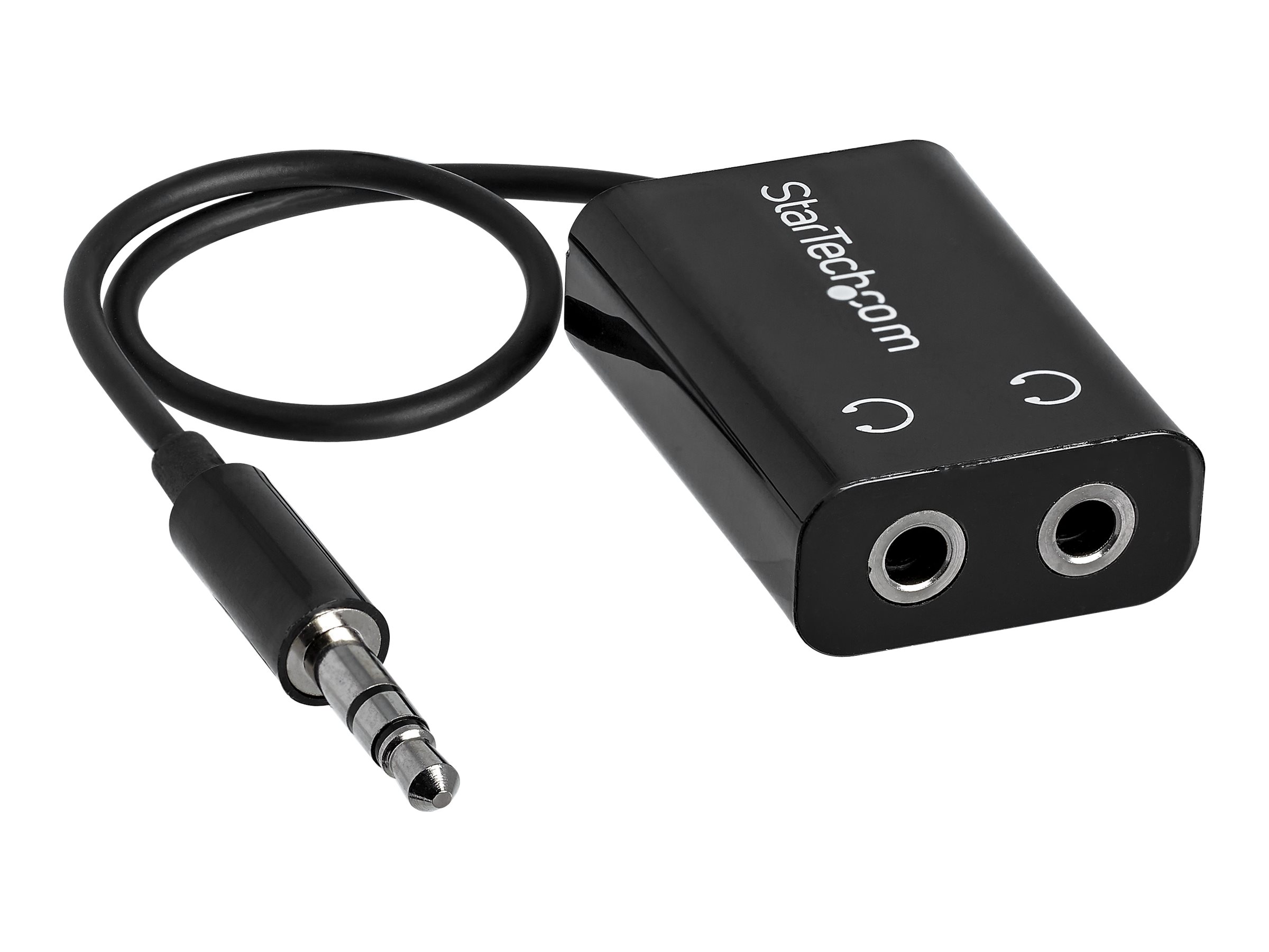 StarTech.com Startech Black Slim Mini Jack Headphone Splitter Cable Adapter - 3.5mm Audio Mini Stereo Y Splitter - 3.5mm Male to 2x 3.5mm Female (MUY1MFFADP)