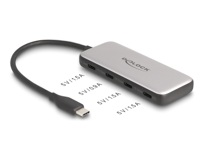 Delock Hub - 10 Gbps, PD 85W - 4 x USB-C 3.2 Gen 2, Ansicht 2
