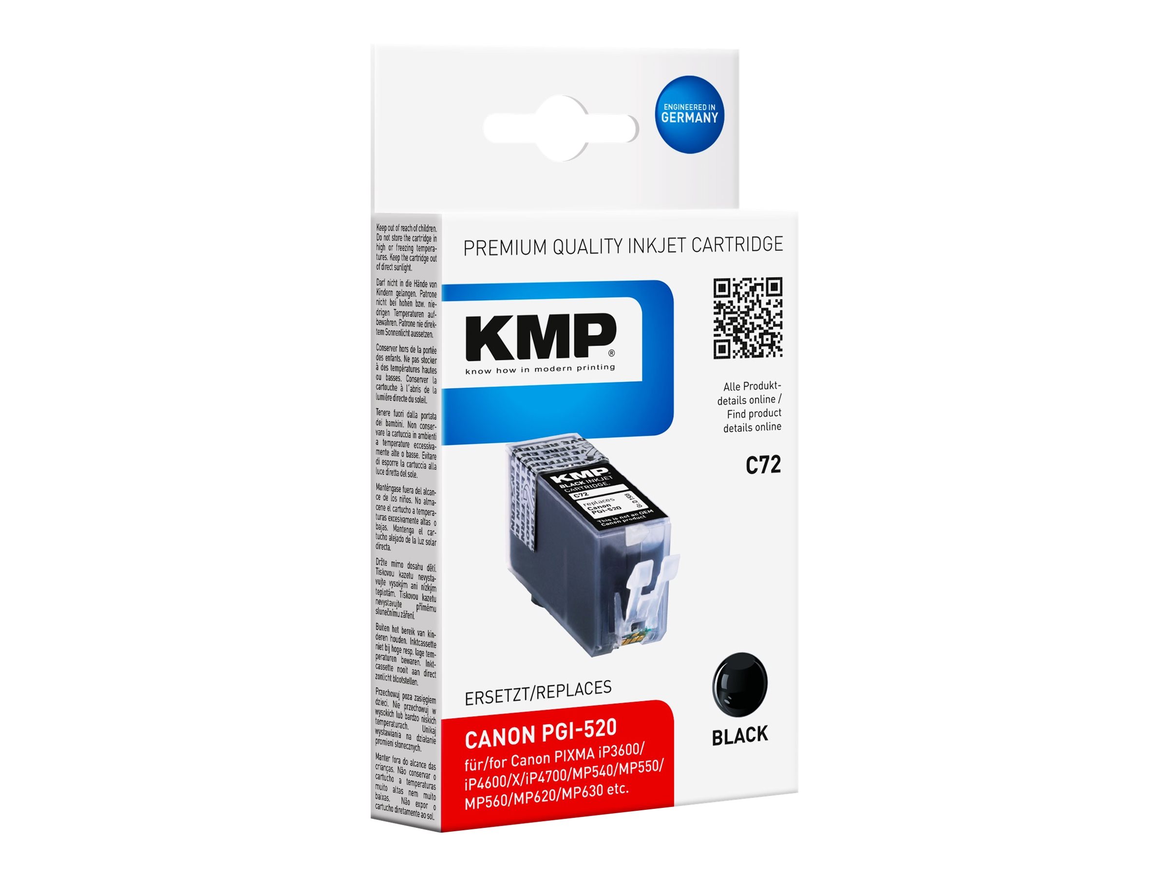 KMP C72 Tintenpatrone schwarz kompatibel mit Canon PGI-520 B