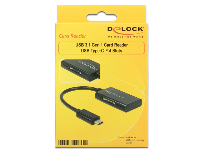 Delock USB 3.1 Gen 1 Card Reader USB Type-C male 4 Slots - Kartenleser - All-in-one (MMC, SD, miniSD, RS-MMC), Ansicht 3