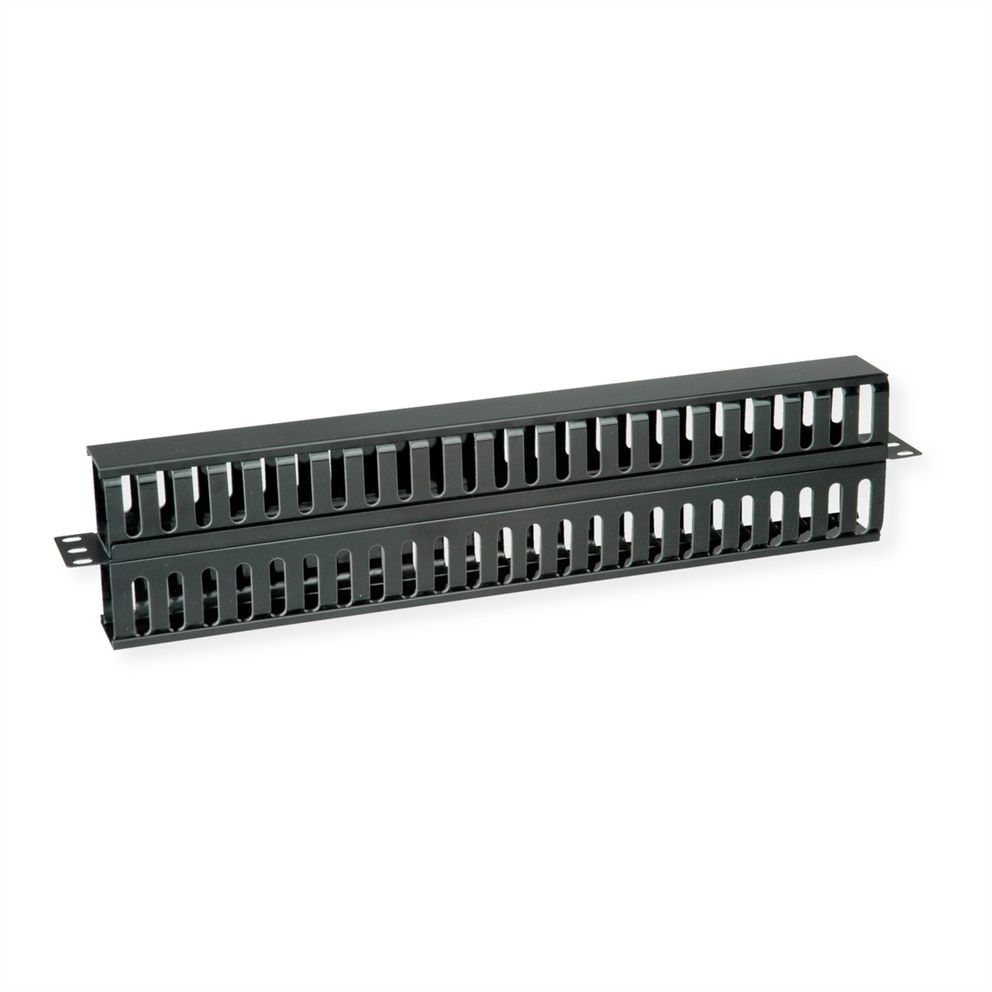 VALUE Rack-Kabelführungsplatte mit Kanal - Vorderseite - Schwarz, RAL 9005 - 1U - 48.3 cm (19), Ansicht 2