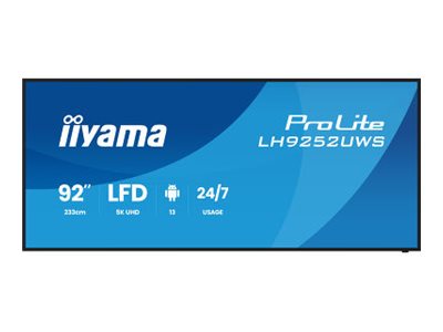 Iiyama ProLite LH9252UWS-B1AG - 234 cm (92") Diagonalklasse LCD-Flachbildschirmanzeige - Digital Signage - mit Integrierter SoC-Mediaplayer - Android - 5K UHD (2160p)