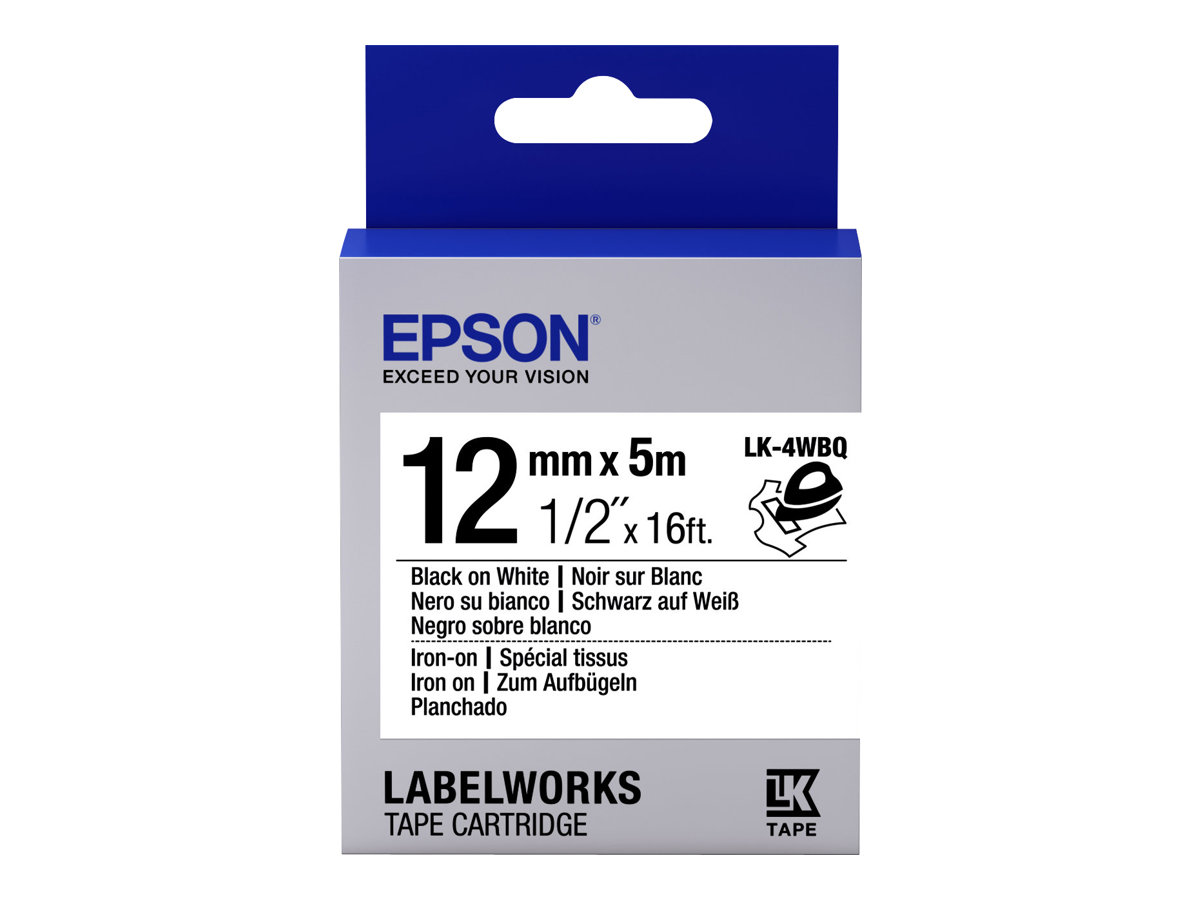 Epson LabelWorks LK-4WBQ - Schwarz auf Weiß - Rolle (1,2 cm x 5 m) 1 Kassette(n) Etikettenband - für LabelWorks LW-1000, 300, 400, 600, 700, 900, K400, Z5000, Z5010, Z700, Z710, Z900