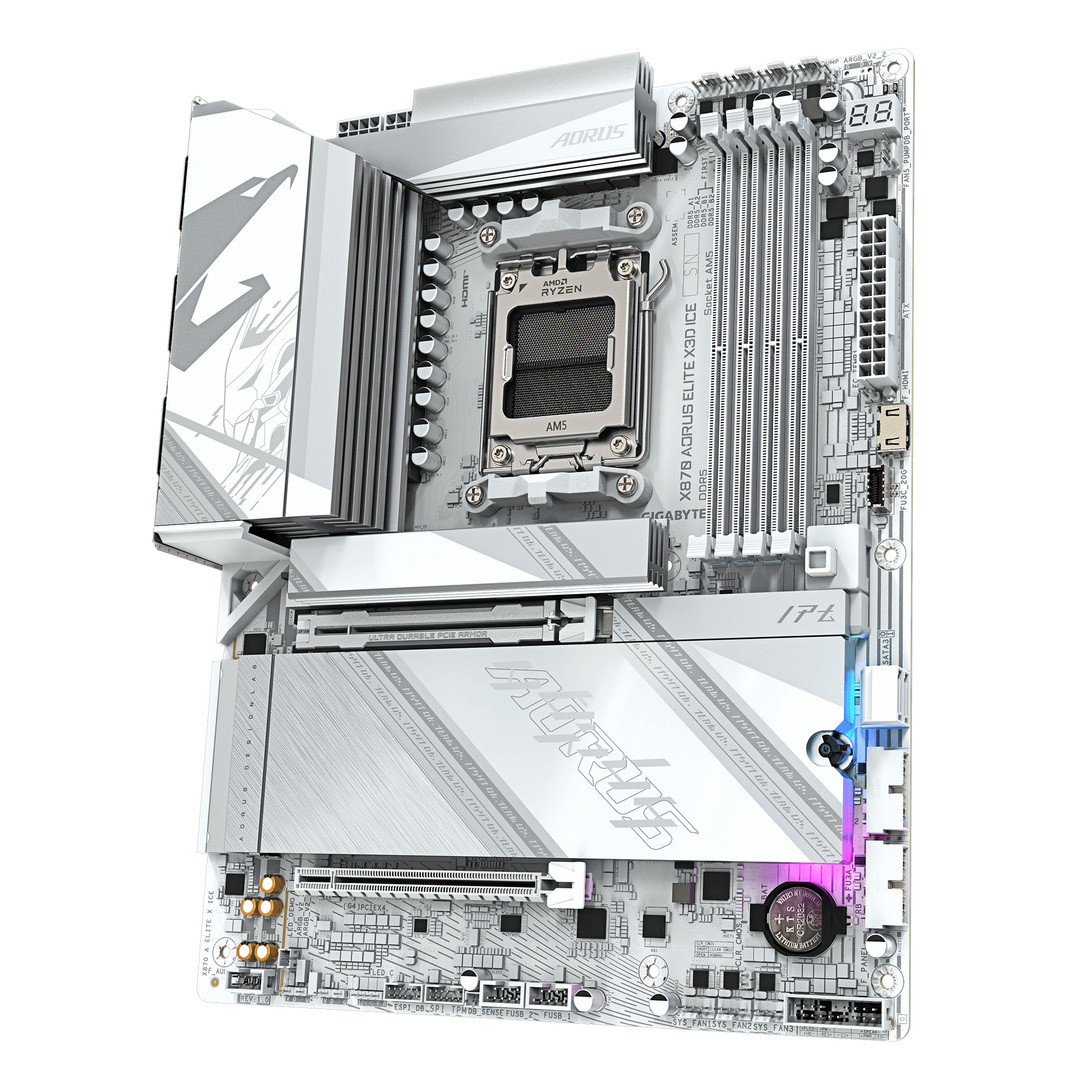 Gigabyte AORUS X870 ELITE X3D ICE - Motherboard - ATX - Socket AM5 - AMD X870 Chipsatz - USB-C 3.2 Gen 2x2…, Ansicht 4
