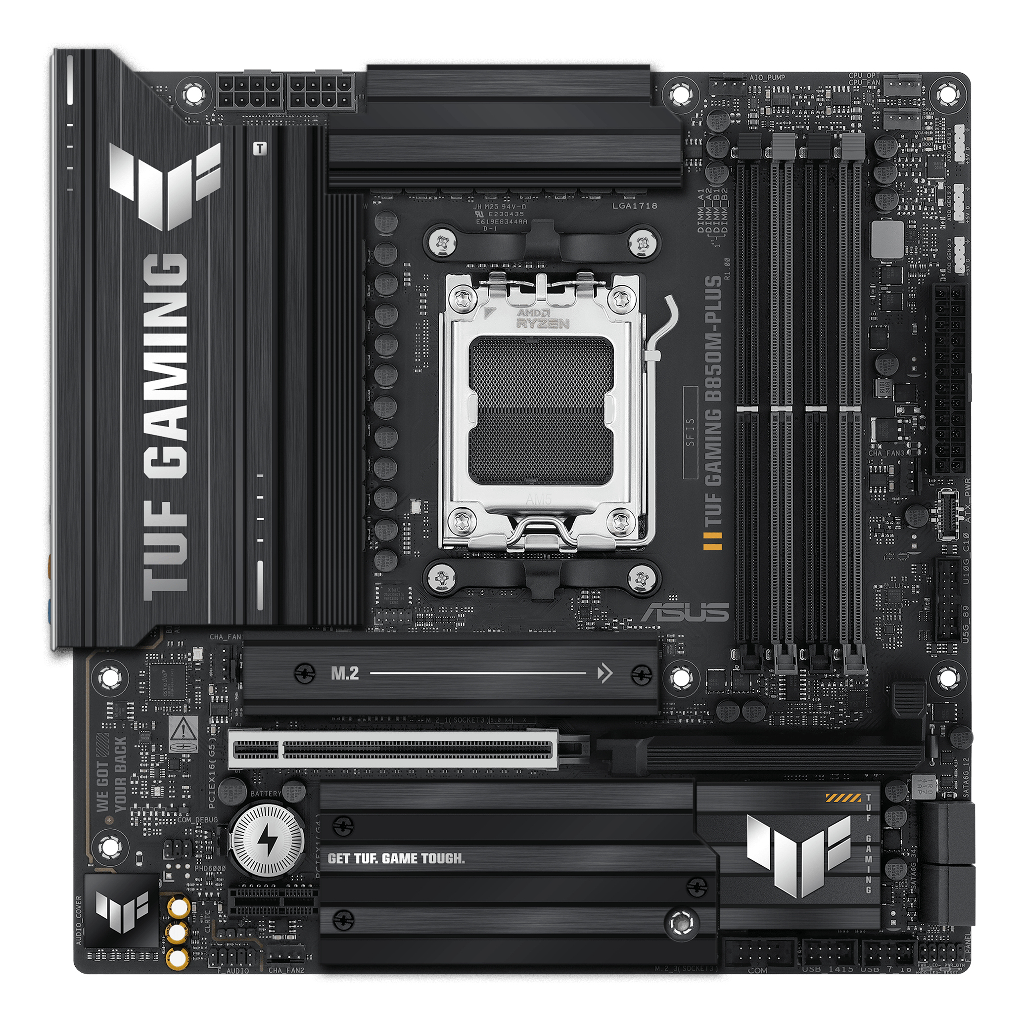 ASUS TUF GAMING B850M-PLUS - Motherboard - micro ATX - Socket AM5 - AMD B850 Chipsatz - Onboard-Grafik(CPU erforderlich), Ansicht 4