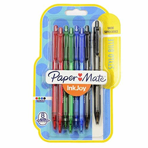 Paper Mate InkJoy 100 RT - Clip - Clip-on-Einziehkugelschreiber - Nachfüllbar - Schwarz - Blau - Grün - Rot - 8 Stück(e) - Medium