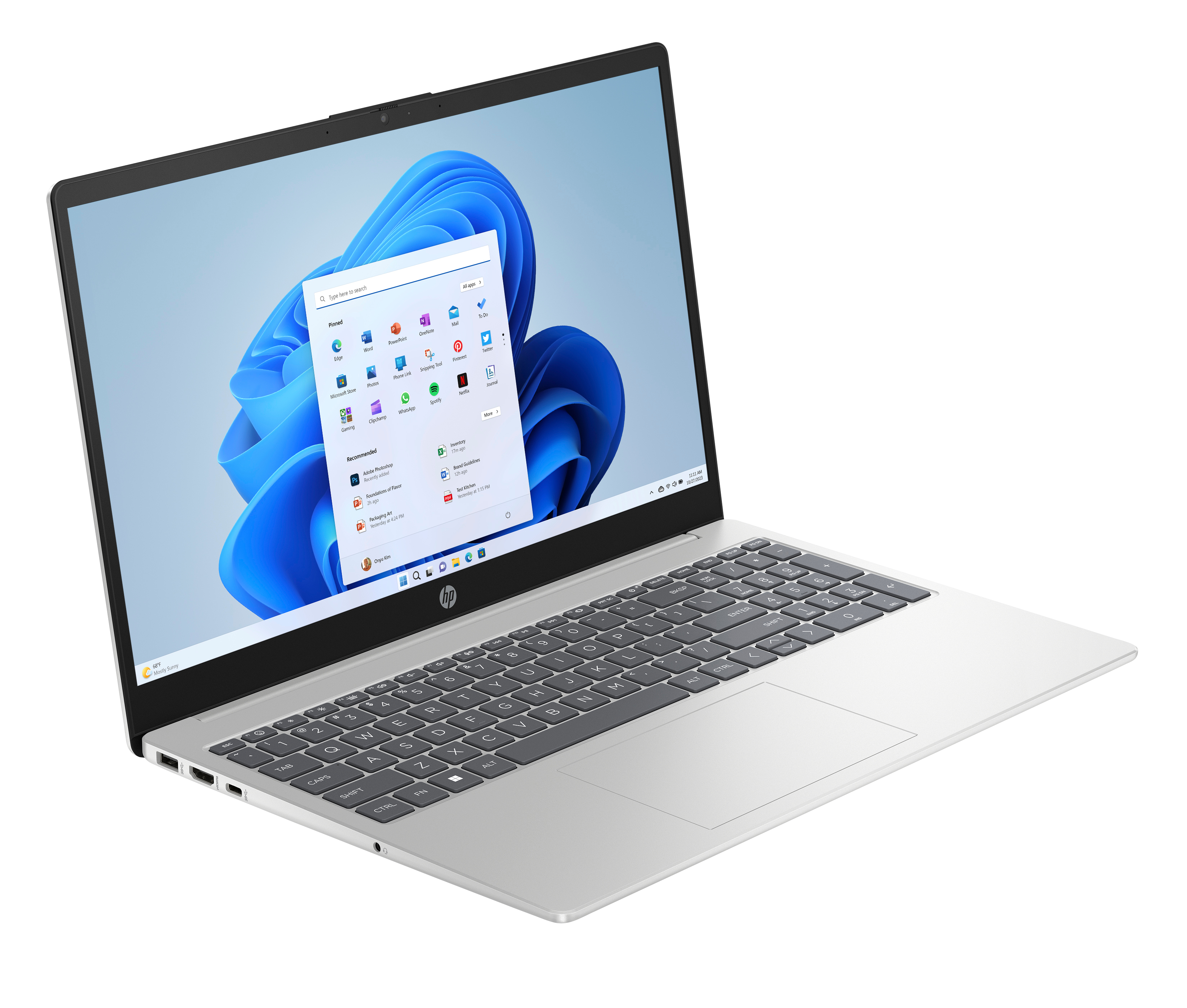 HP 15-fc0554ng Natursilber - Notebook - 2,8 GHz - TL: Deutsch, QWERTZ, Ansicht 3