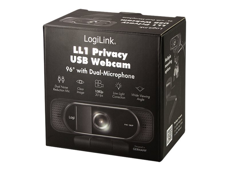 LogiLink Webcam 1080p FHD Webcam + Mikrofon Privacy 96°
