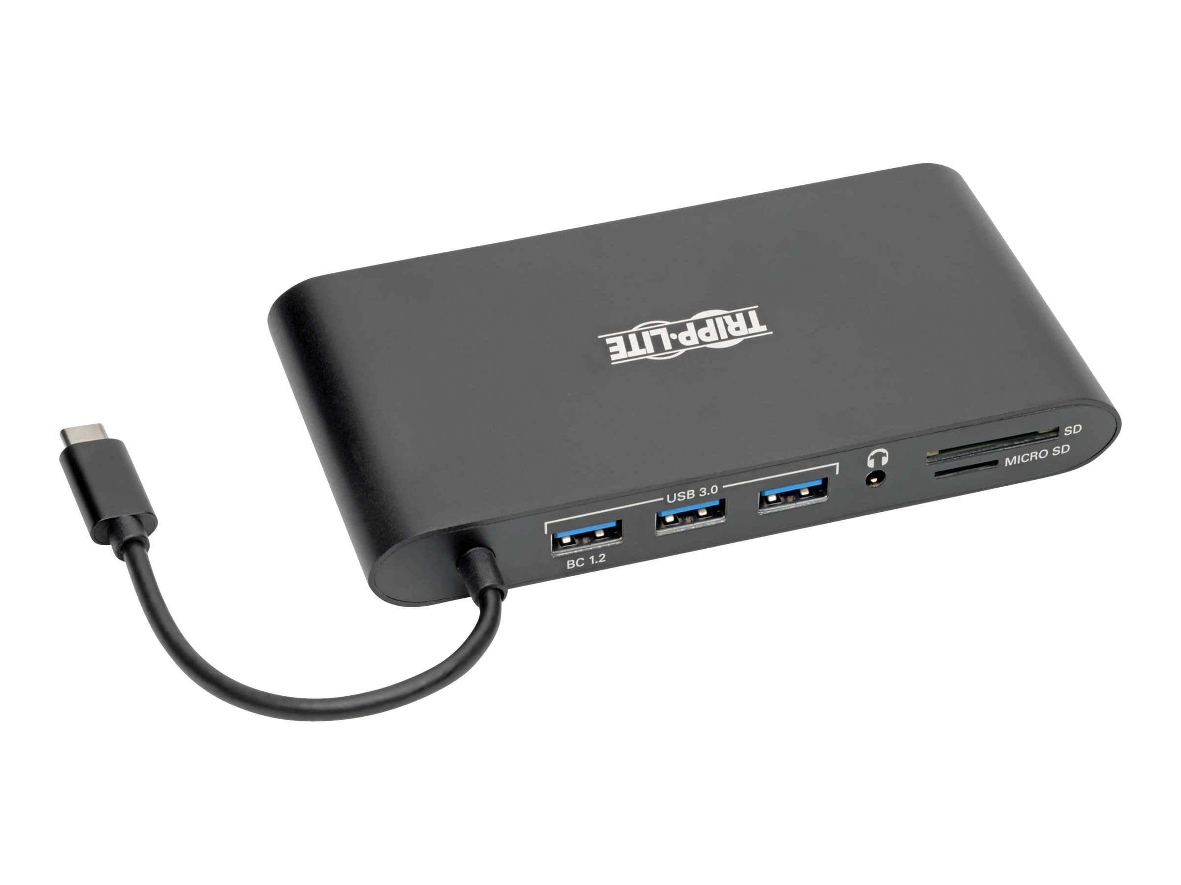 Tripp USB-C-Dual-Display-Dock - 4K HDMI - VGA - 4K Mini DP - Gbe - Kartenlesegerät - 3x USB-A-Anschlüsse, Ansicht 3