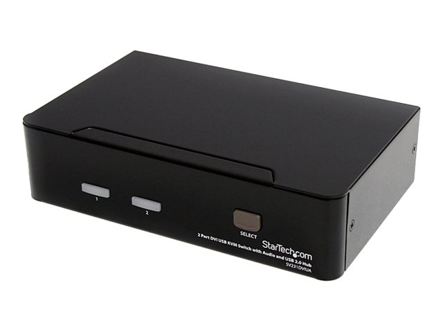 StarTech.com 2 Port DVI USB KVM Switch mit Audio und USB 2.0 Hub - 2-fach Dual DVI-I USB Umschalter - KVM-/Audio-/USB-Switch - 2 x KVM/Audio/USB - 1 lokaler Benutzer - Desktop