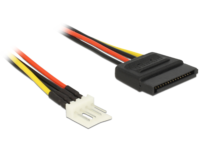 Delock 0.24m SATA 15p / 4p, 0,24 m, SATA 15-Pin, 4-pin PWM, Männlich, Männlich, Gerade