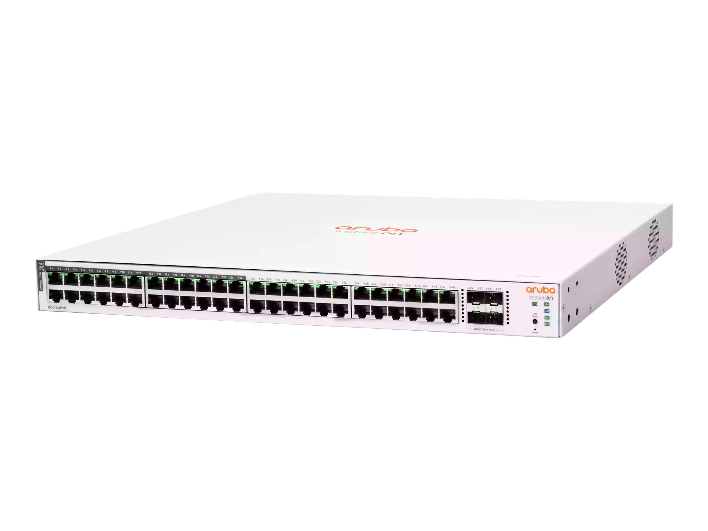 HPE Aruba Instant On 1830 48G 24p Class4 PoE 4SFP 370W Switch - Switch - Smart - 24 x 10/100/1000 + 24 x 10/100/1000 (Po