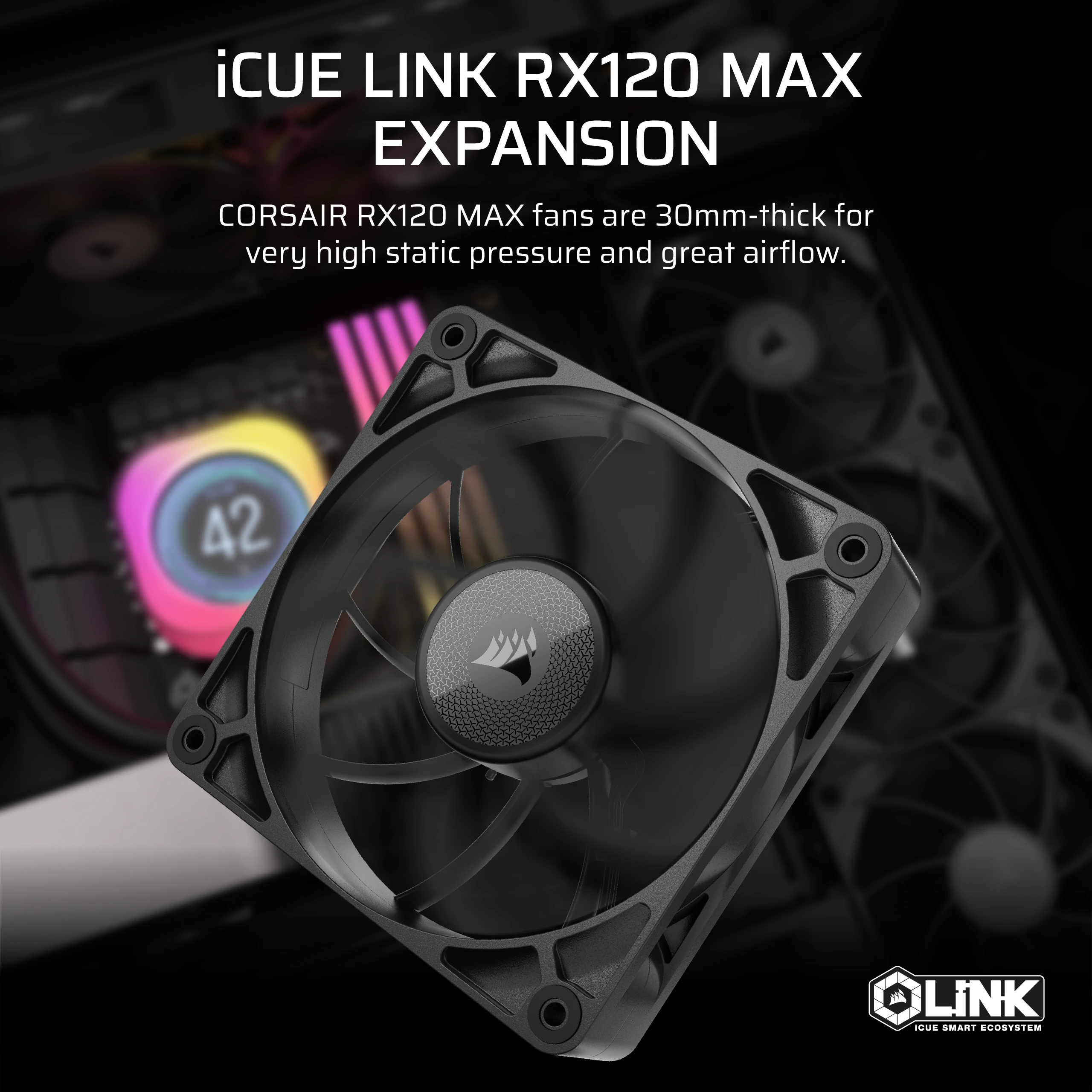 Corsair iCUE Link RX120 MAX Expansion - Gehäuselüfter, Ansicht 3