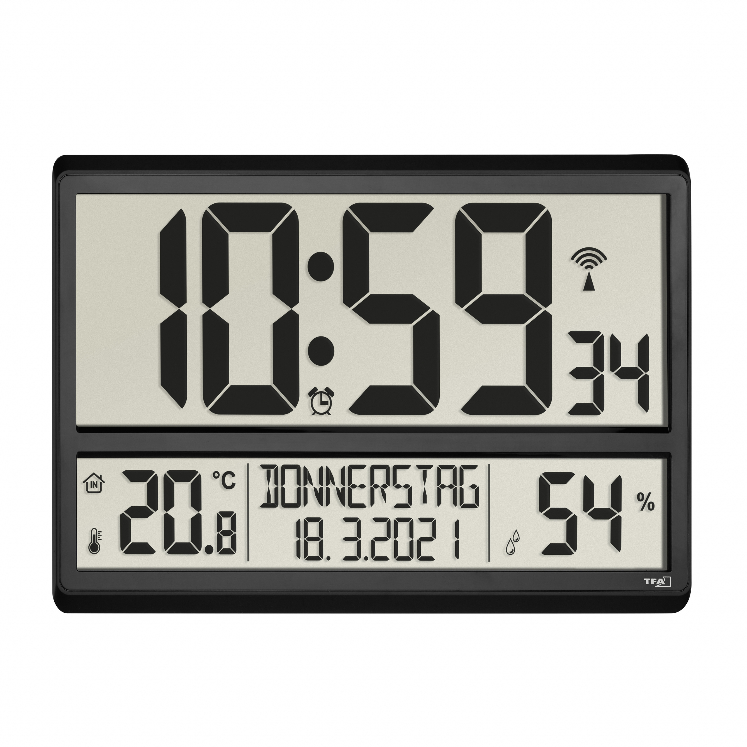 TFA 60.4520.01 - Digitale Funk-Wanduhr - Schwarz - Kunststoff - Akku - AA - 360 mm, Ansicht 3