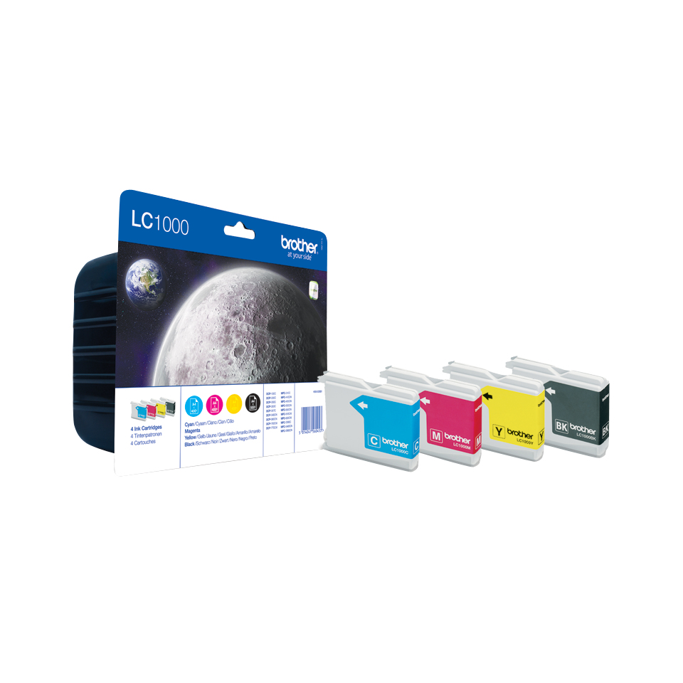 Brother LC-1000VALBPDR, Original, Tinte auf Pigmentbasis, Schwarz, Cyan, Magenta, Gelb, Multi pack, DCP130C/330C/350/540CN/560CN/750CW/770CW - MFC240C/440CN/465CN/845CW/885CW/5860CN, Tintenstrahldrucker