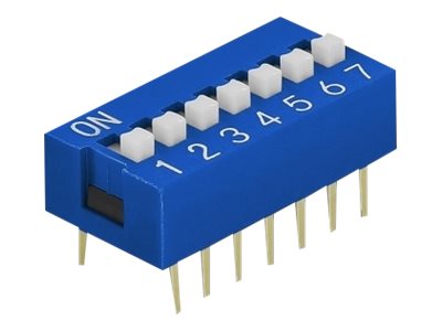 Delock DIP sliding switch 7-digit 2.54 mm pitch THT vertical - DIP-Schalter - Blau (Packung mit 10)