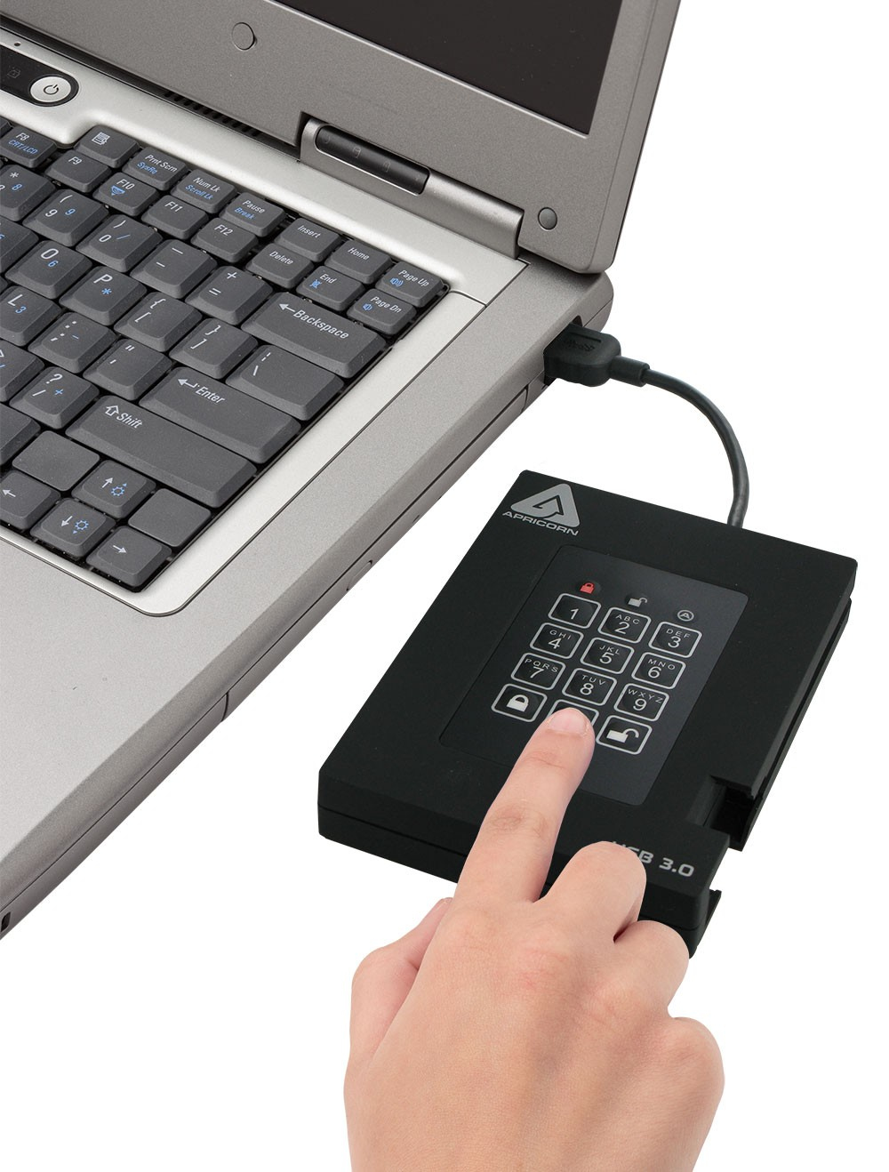 Apricorn Aegis Padlock Fortress - Festplatte - verschlüsselt - 1 TB - extern (tragbar), Ansicht 3