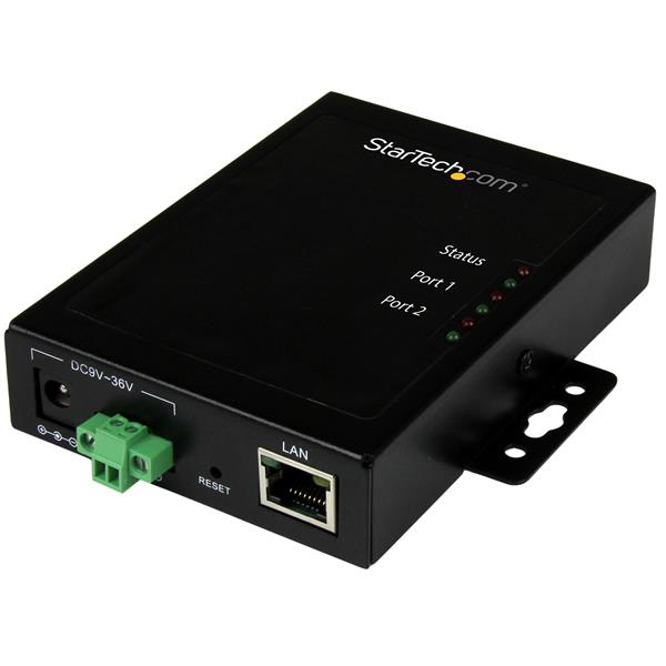 StarTech.com 2 Port Seriell auf IP Geräte Server - RS232 - Metall und Montierbar, 10/100Base-T(X), AC, 100 - 240 V, 12 V, 3 A, AU, EU, UK, US