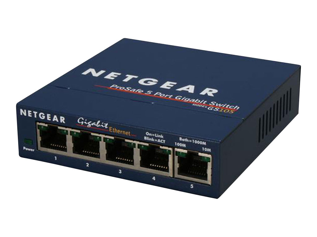 Netgear ProSafe GS105 - Switch - Kupferdraht 1 Gbps - 5-Port 3 HE - Extern
