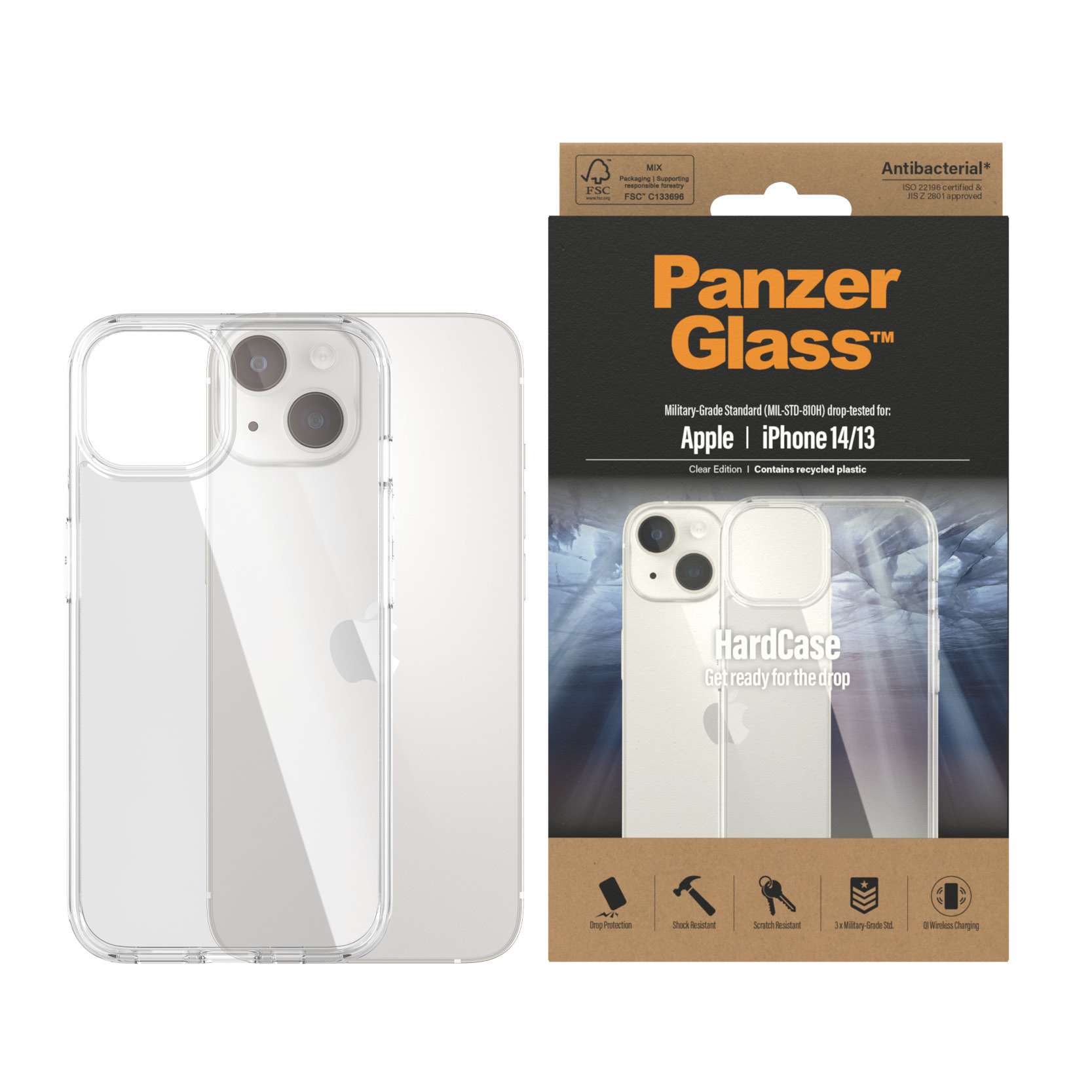 PanzerGlass HardCase - Hintere Abdeckung für Mobiltelefon - antibakteriell - Polycarbonat, 100 % recyceltes thermoplast, Ansicht 3