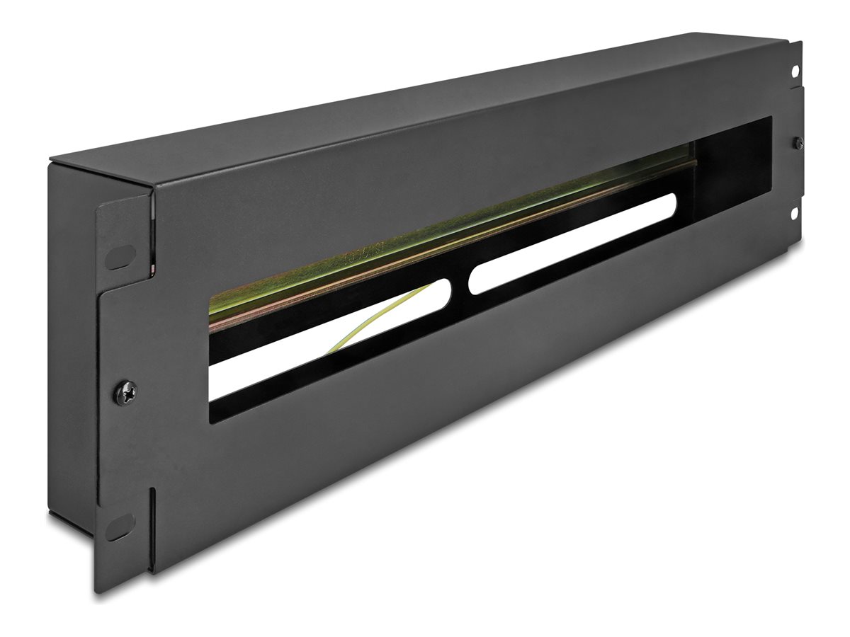 Delock Rack-Schiene mit Schutzschalter - DIN schienenmontierbar - Schwarz - 3U - 48.3 cm (19)