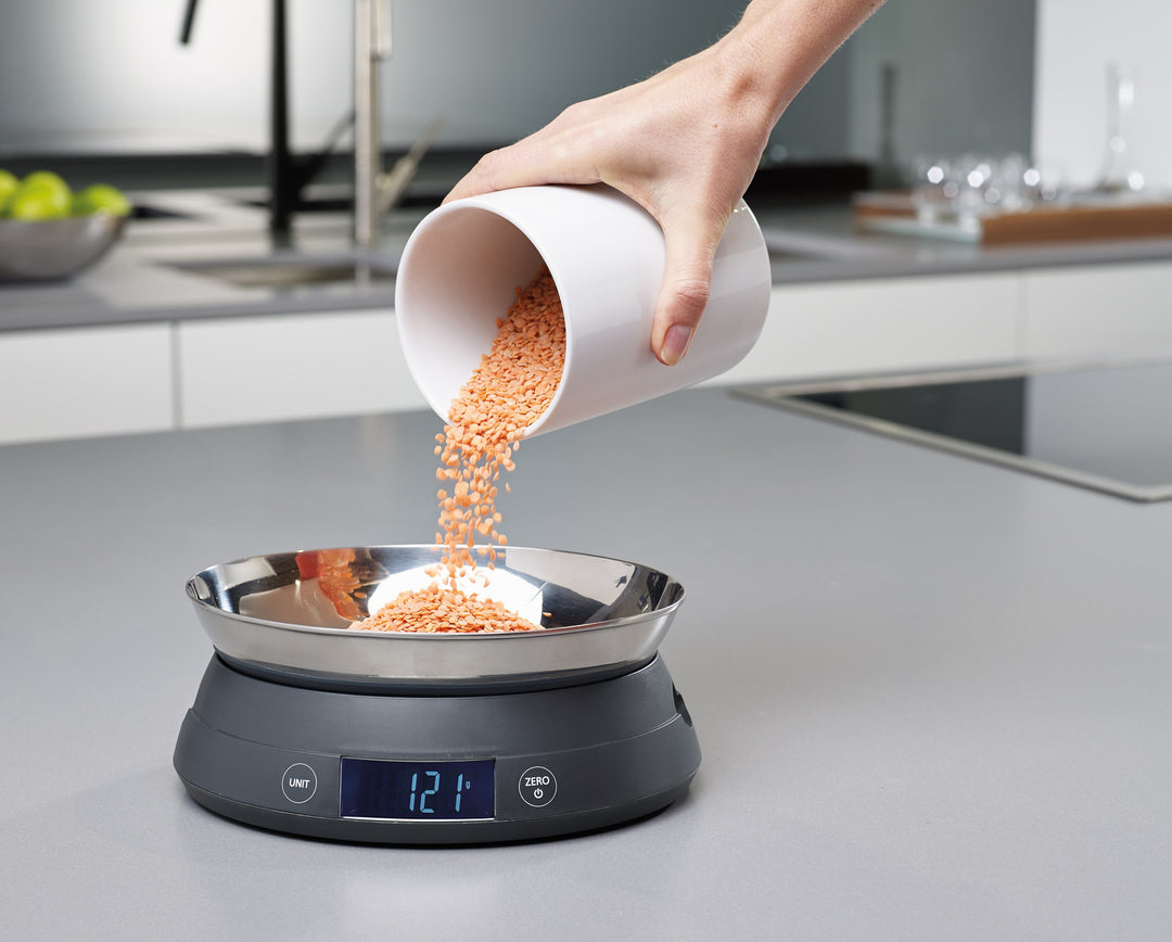 Joseph Joseph SwitchScale - Elektronische Küchenwaage - 5 kg - 1 g - Grau - Arbeitsplatte - Oval, Ansicht 3