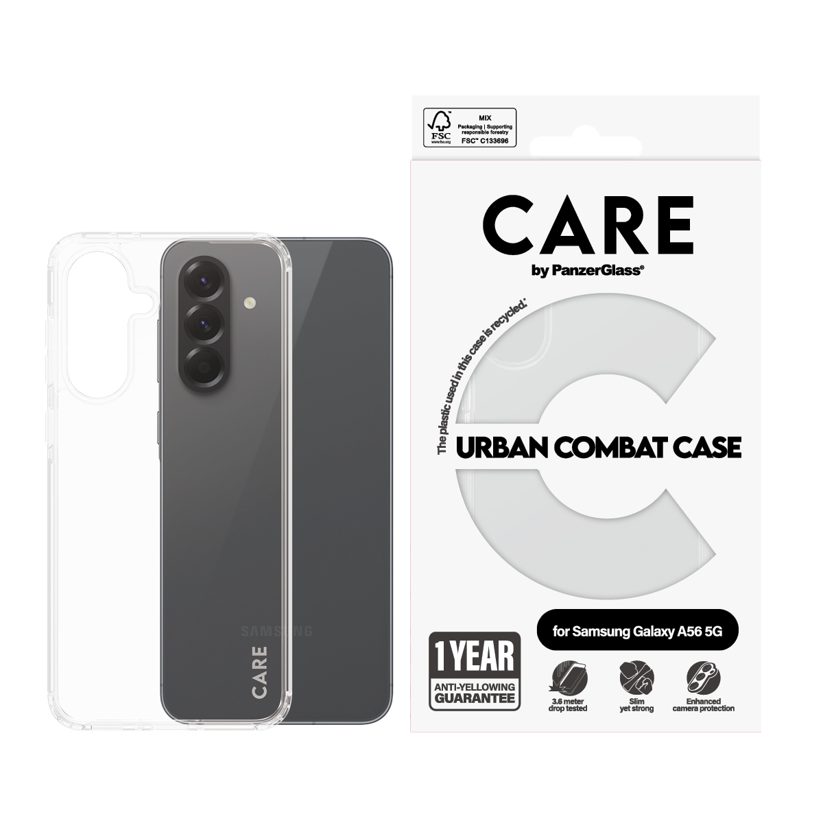 PanzerGlass CARE by PanzerGlass Urban Combat - Hintere Abdeckung für Samsung Galaxy A56 - mit klarem Rahmen, Ansicht 4