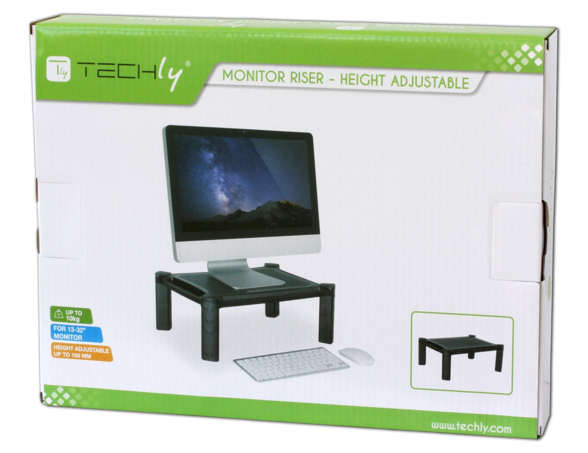 Techly Monitor Riser - Aufstellung - für Monitor / Notebook / Drucker - Kunststoff - Schwarz, Ansicht 3