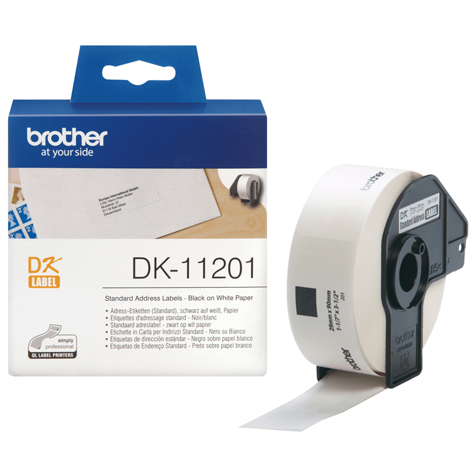 Brother DK-11201 - Schwarz auf Weiß - 29 x 90 mm 400 Etikett(en) (1 Rolle(n), Ansicht 2