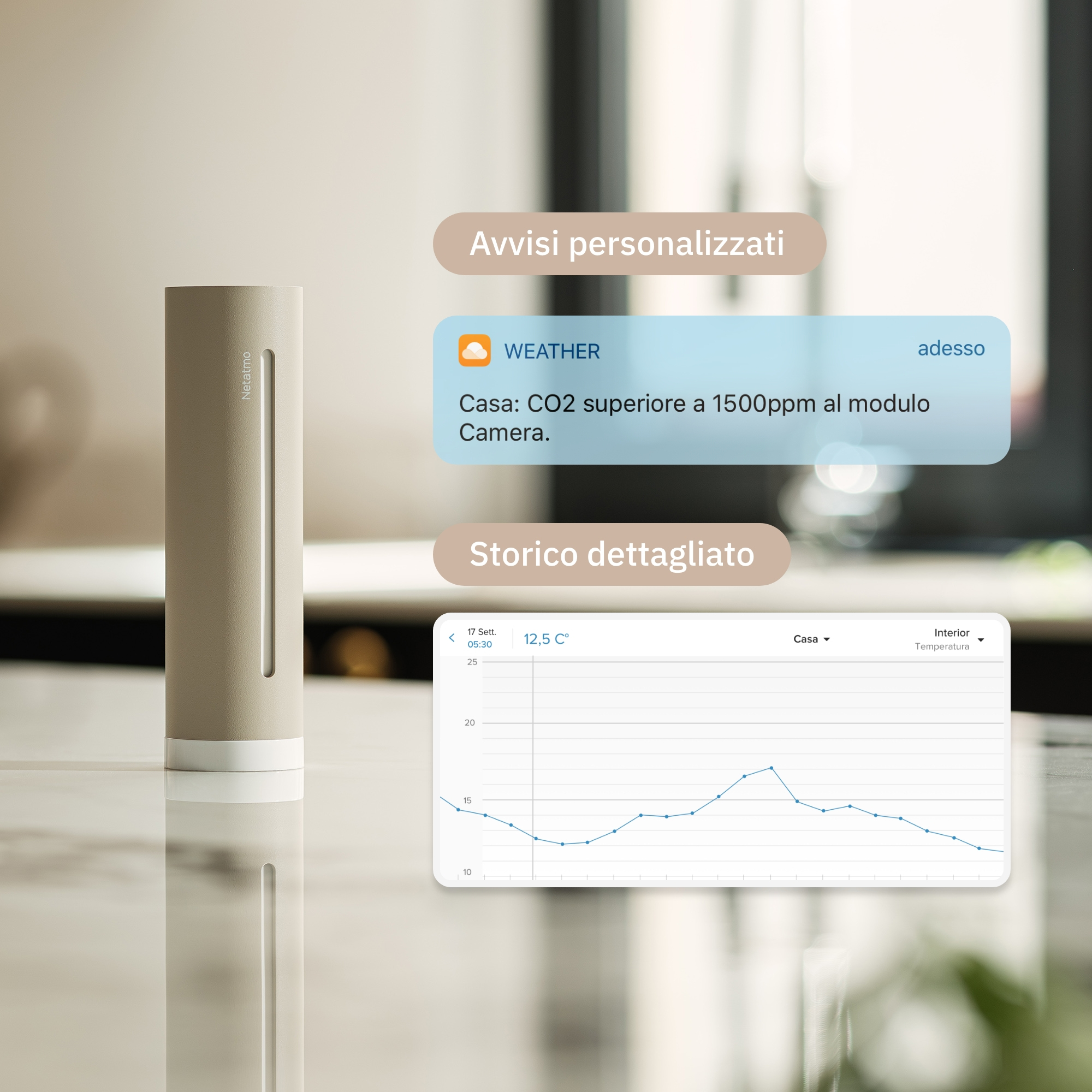 Netatmo NWS-S-EC - Braun - Innen-Luftdruck - Innen-Hygrometer, Ansicht 3
